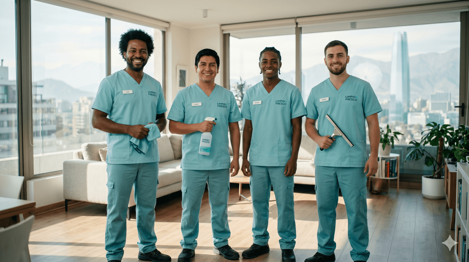 Personal técnico especialista de Flumix realizando limpieza de tapices en Santiago